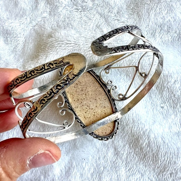 925 STUNNING Psilomelane Dendrite Cuff Bracelet - Picture 4 of 7